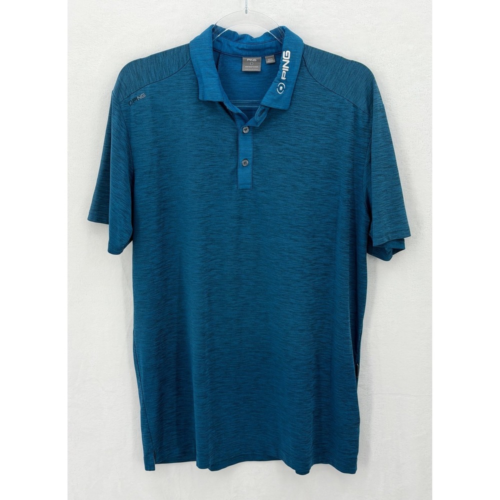 Ping Polo Shirt Men Medium Blue Sensorcool Stretch Golf Athletic Outdoors Summer